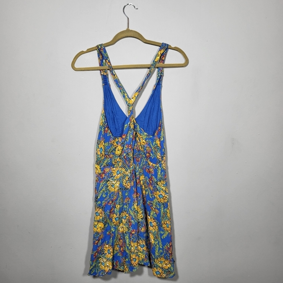 🌜 FREE PEOPLE Washed Ashore Mini Dress in Blue Floral - Picture 5 of 10